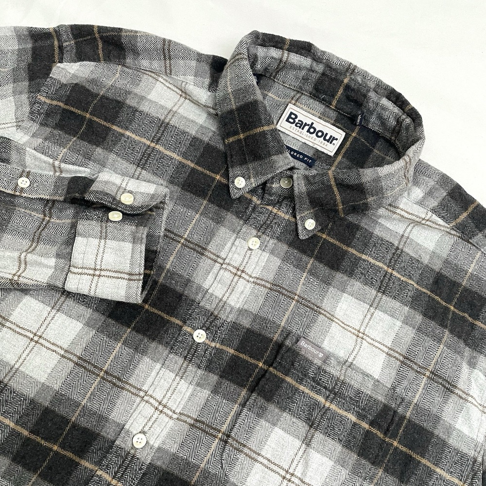 Barbour Tailored Fit Flannel Long Sleeve Button Down Shirt XL Plaid Heavyweight